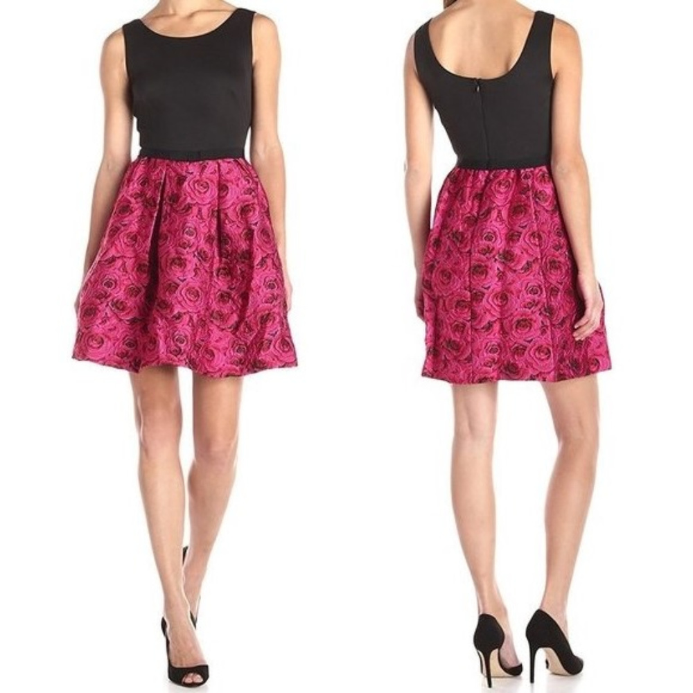 Taylor Sleeveless Rose Pattern Dress w/ Pockets